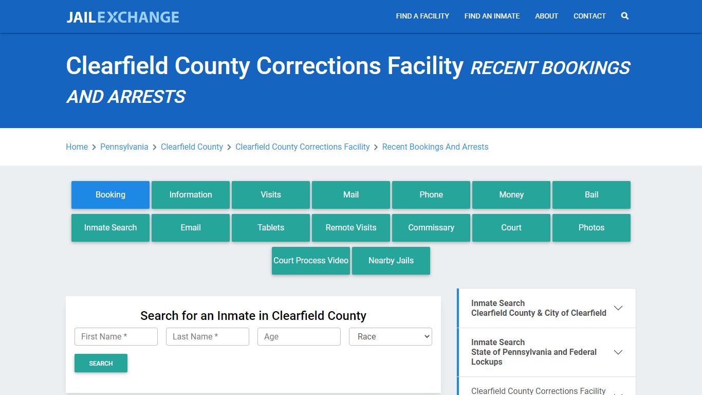 Clearfield County Corrections Facility Recent Bookings And Arrests